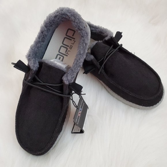 Hey Dude Womens Shoes Corduroy Black 